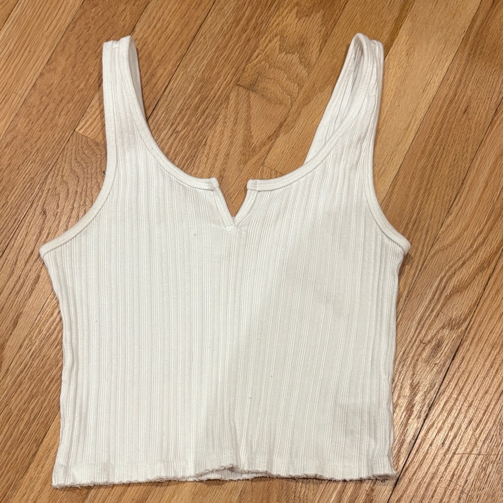 Aerie White Ribbed Tank Top